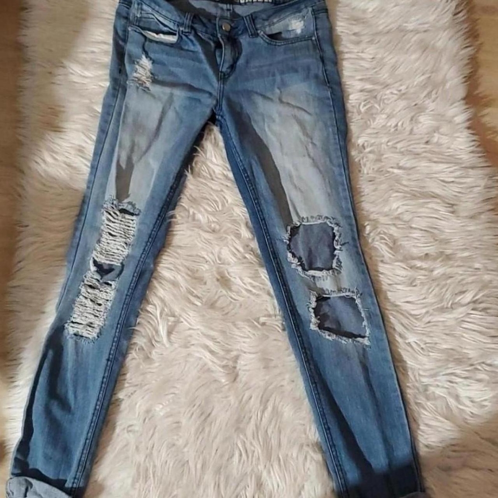 REWASH BRAND RIPPED JEANS
